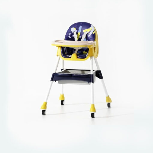 Colorful Baby Feeding High Chair – With Play Tray, Storage Basket & Safety Wheels - Image 2