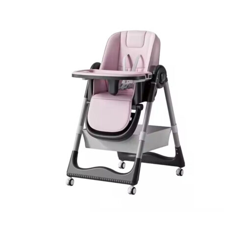 Elegant Pink Baby High Chair – Multifunctional, Adjustable & Storage-Friendly